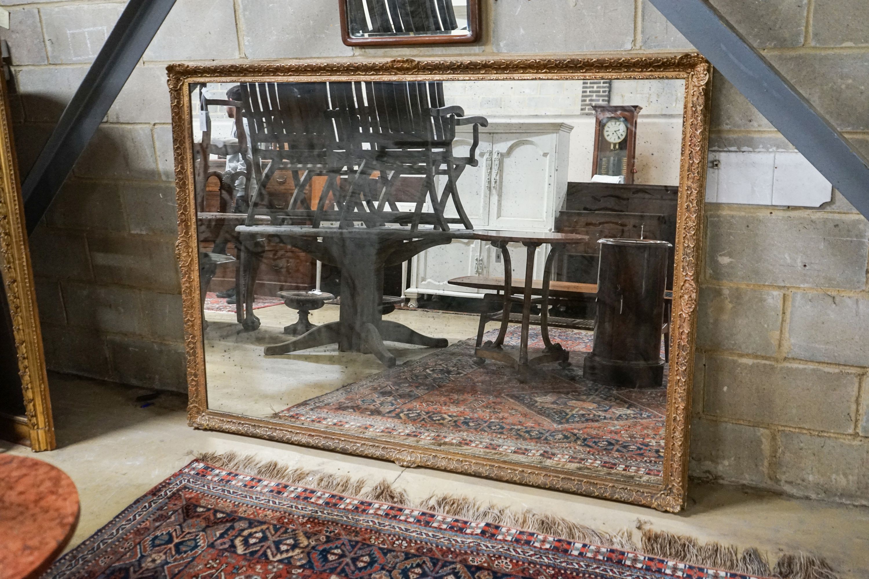 A large Victorian style rectangular wall mirror, width 188cm, height 138cm